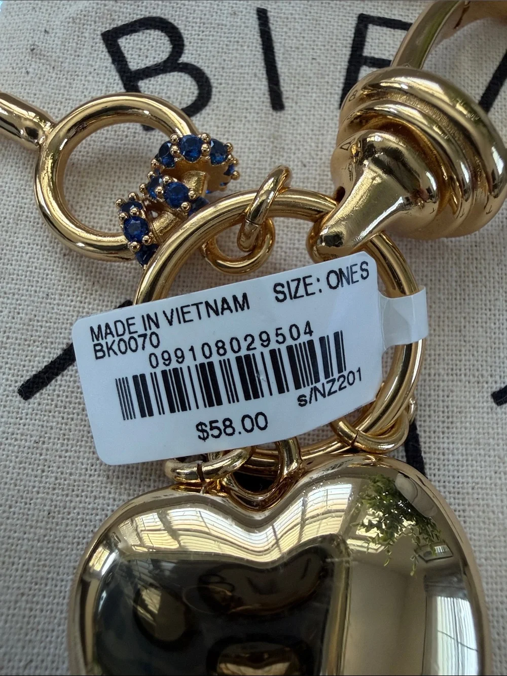 Madewell Black & Gold Celestial Heart Key & Card Holder Charm